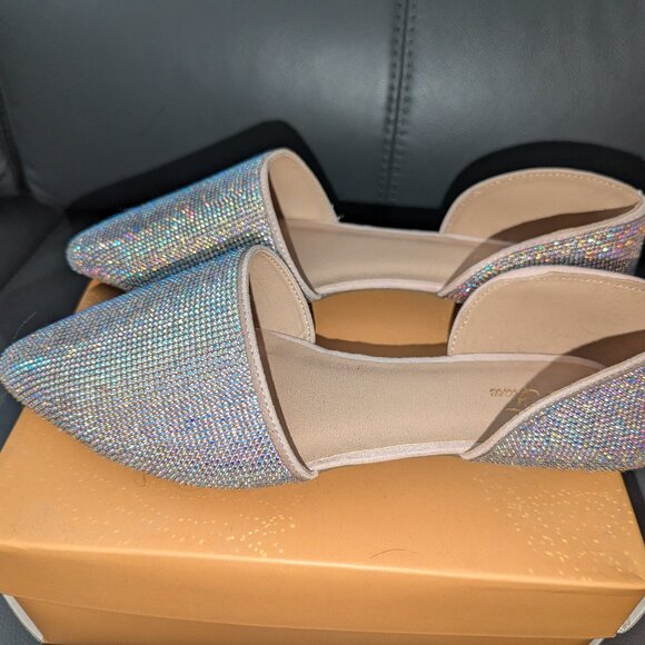 NwoB Iridescent Rhinestone D'Orsay Pointed Toe Flats - TTS 8 - Picture 1 of 8
